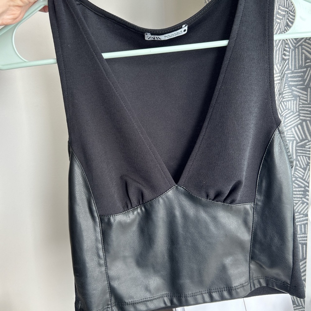 Zara Faux Leather Crop top